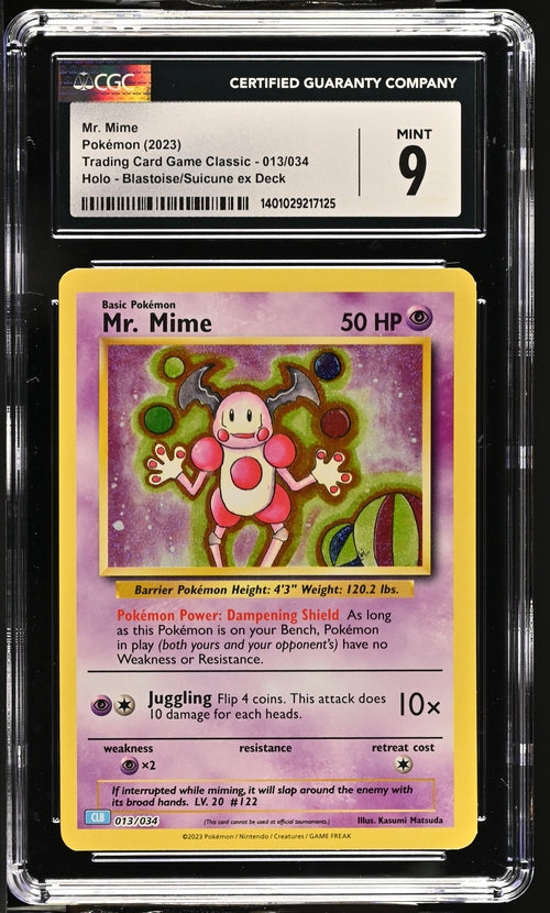 Mr. Mime 013/034 Trading Card Game Classic - CLV, CLC, CLB  Blastoise & Suicune ex Deck CLB - 2023 Pokemon - CGC 9