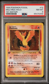 Moltres 12/62 1st Edition Holo Fossil - 1999 Pokemon - PSA 8