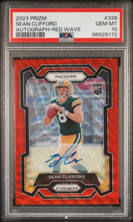 2023 Panini Prizm Football - Sean Cliford 338 - Red Wave Auto/149 - PSA 10