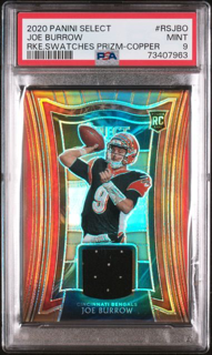 2020 Panini Select - Joe Burrow RS-JBO - Rookie Swatches Copper /49 - PSA 9