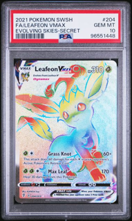 Leafeon Vmax 204/203  Evolving Skies - 2021 Pokemon - PSA 10