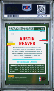 2023 Panini Donruss Optic - Austin Reaves 160 - Fast Break Neon Green /5 -  PSA 9