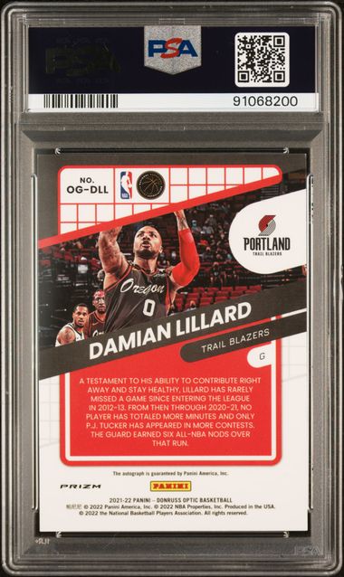 2021 Panini Donruss Optic - Damian Lillard OG-DLL - Opti Graphs Choice - PSA 10