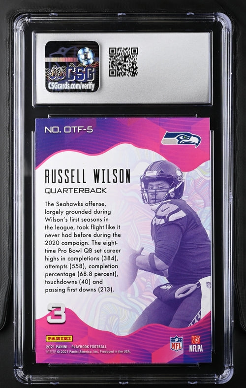 2021 Panini Playbook - Russell Wilson OTF-5 - On the Fly - CSG CGC 10