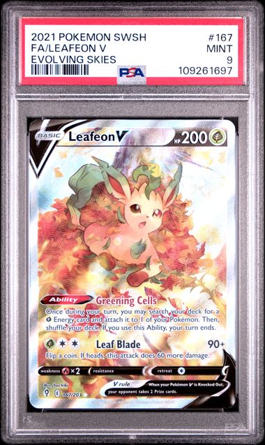 Leafeon V 167/203 Alternate Full Art Evolving Skies - 2021 Pokemon - PSA 9
