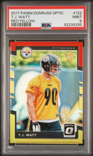 2017 Panini Donruss Optic Football - T.J. Watt 122 - Rated Rookie Red / Yellow - PSA 9