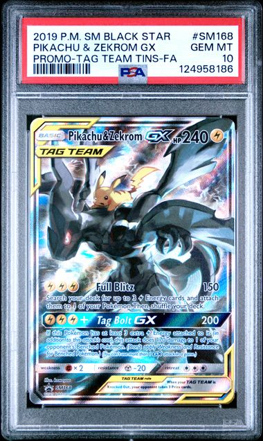 Pikachu & Zekrom GX SM168 SM Promos- 2019 Pokemon - PSA 10
