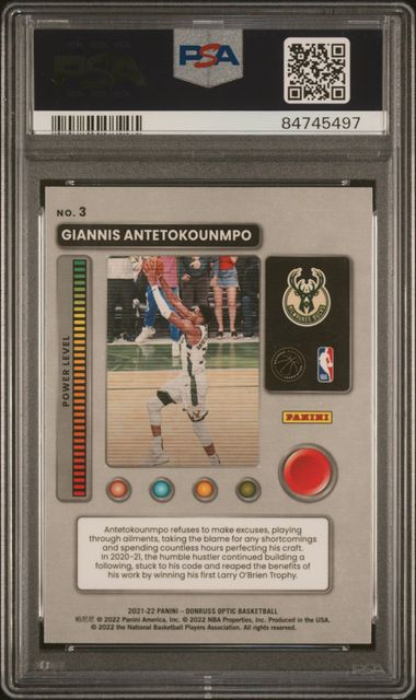 2021 Panini Donruss Optic Basketball - Giannis Antetokounmpo T-Minus 3,2,1 #3 - PSA 9