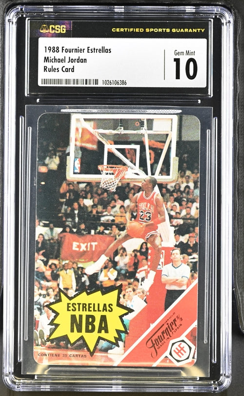 1988 Fournier Estrellas - Michael Jordan Rules Card - CSG CGC 10