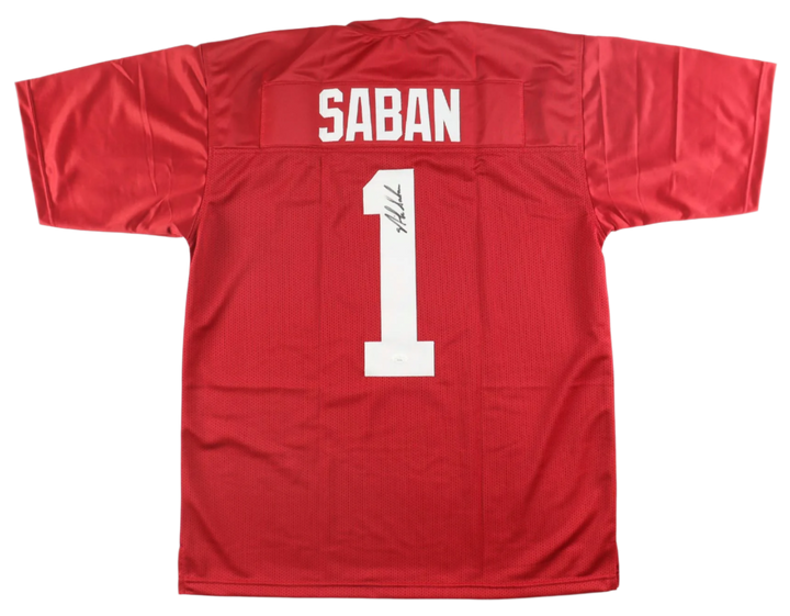 Nick Saban Signed Autographed Red Custom Jersey