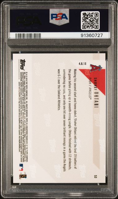 2018 Topps Now - Shohei Ohtani 53 - PSA 10