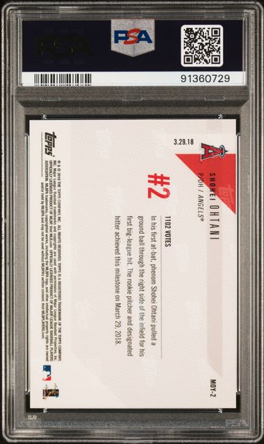 2018 Topps Now - Shohei Ohtani MOY-2 - Moment Of The Year - PSA 10