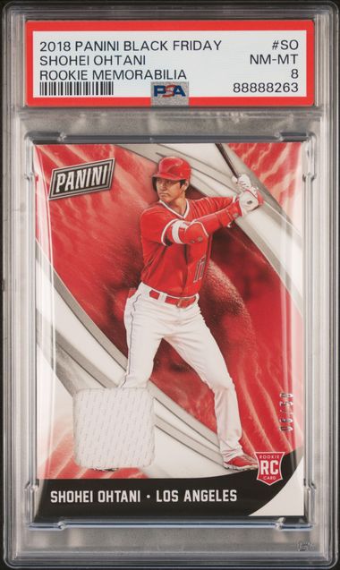 2018 Panini Black Friday Baseball - Shohei Ohtani SO - Rookie Mem /50 - PSA 8