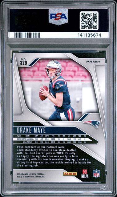 2024 Panini Prizm Football - Drake Maye #329 - SIlver Prizm - PSA 9