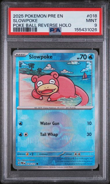 Slowpoke - 018/131 - Poke Ball Reverse Holo - Prismatic Evolutions - 2025 Pokemon - PSA 9