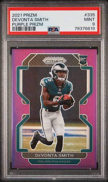 2021 Panini Prizm - Devonta Smith 335 - Purple /125 - PSA 9