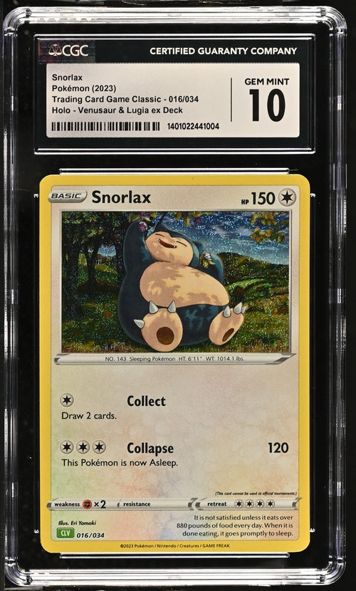 Snorlax 16/034 Trading Card Game Classic - CLV, CLC, CLB  Venusaur & Lugia ex Deck CLV - 2023 Pokemon - CGC 10