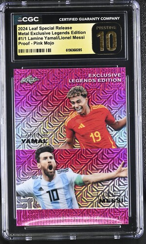 2024 Leaf Special Release Metal Exclusive Legends Edition Lamine Yamal/Lionel Messi 1/1- CGC Pristine 10
