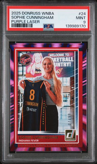 2025 Panini Donruss WNBA Basketball - Sophie Cunningham - #24 - Purple Laser Parallel - PSA 9