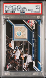 2024 Topps Now Baseball - Stanton Judge Soto - Game Used Base Relic /49 - PSA 9