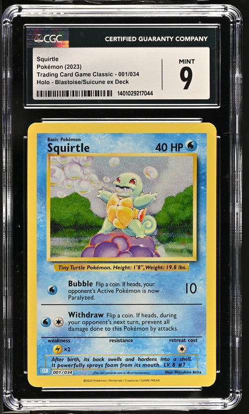 Squirtle 001/034 Trading Card Game Classic - CLV, CLC, CLB  Blastoise & Suicune ex Deck CLB - 2023 Pokemon - CGC 9