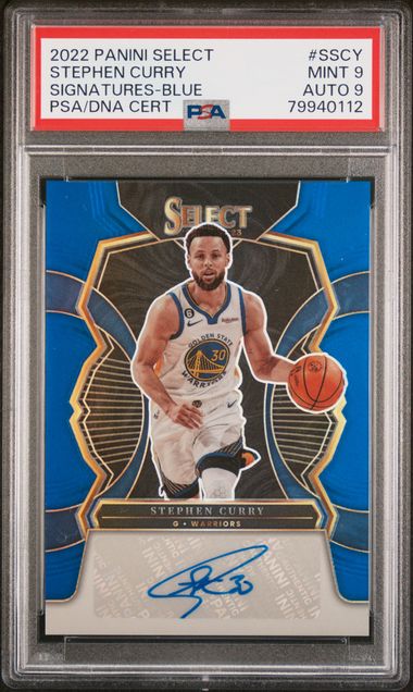 2022 Panini Select Basketball - Stephen Curry SSCY - Blue Signature /49 - PSA 9 / 9