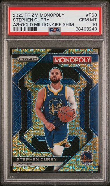 2023 Panini Prizm Monopoly - Stephen Curry PS8 - Gold Millionaire Shimmer /500 - PSA 10