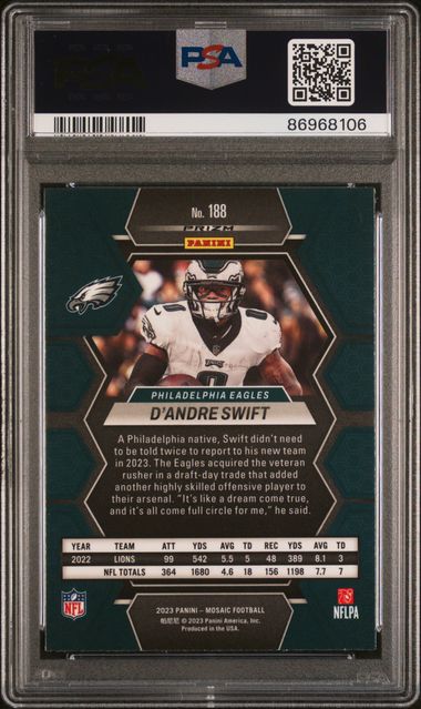 2023 Panini Mosaic - D'Andre Swift 188 - Mosaic - PSA 10