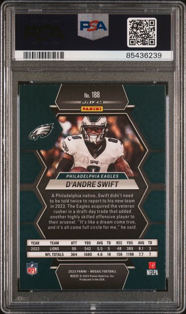 2023 Panini Mosaic - D'andre Swift 188 - Genesis  - PSA 10