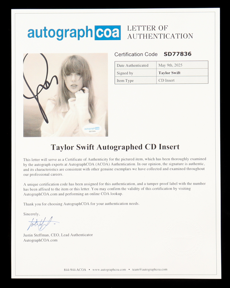 Taylor Swift Signed "The Tortured Poets Department" 11x14 Custom Framed Matted CD Insert Display (ACOA)