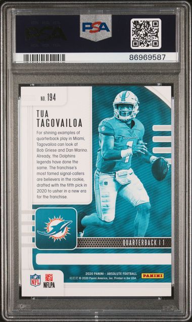 2020 Panini Absolute - Tua Tagovailoa 194 - Orange Mosaic /149 - PSA 9