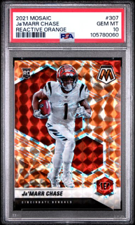 2021 Mosaic Football - Ja'Marr Chase 307 - Reactive Orange - PSA 10