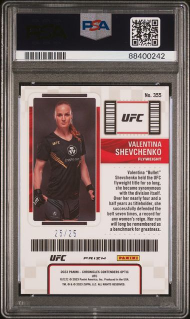 2023 Panini Chronicles UFC - Valentina Shevchenko 355 - Cracked Ice /25 - PSA 10