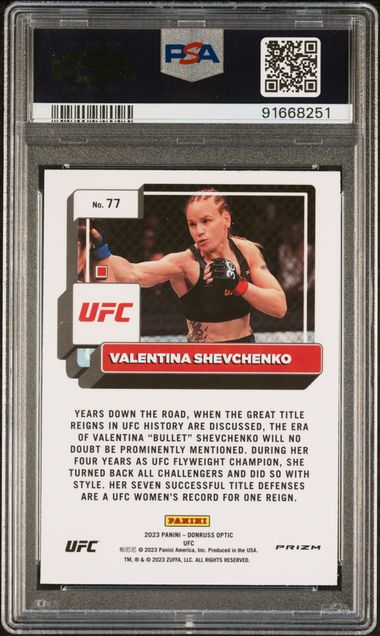 2023 Panini Donruss Optic UFC - Valentina Shevchenko 77 - White sparkle - PSA 8