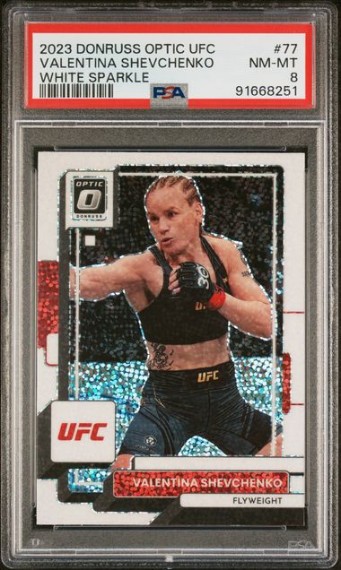 2023 Panini Donruss Optic UFC - Valentina Shevchenko 77 - White sparkle - PSA 8