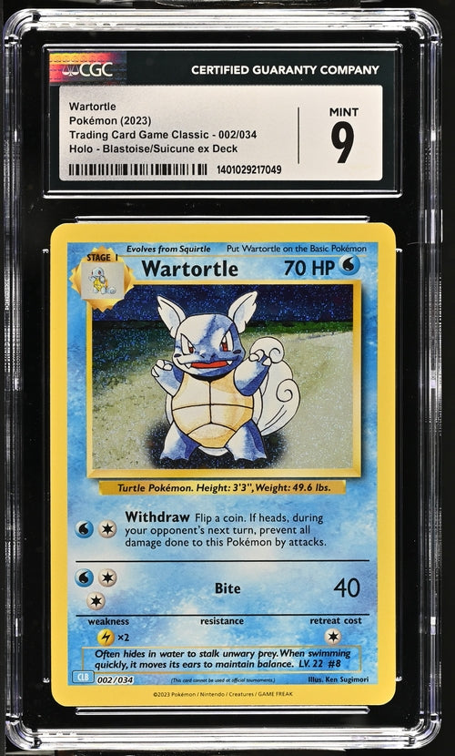 Wartortle 002/034 Trading Card Game Classic - CLV, CLC, CLB  Blastoise & Suicune ex Deck CLB - 2023 Pokemon - CGC  9