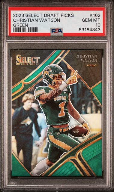 2023 Panini Select Draft Picks - Christian Watson 162 - Green /5 - PSA 10