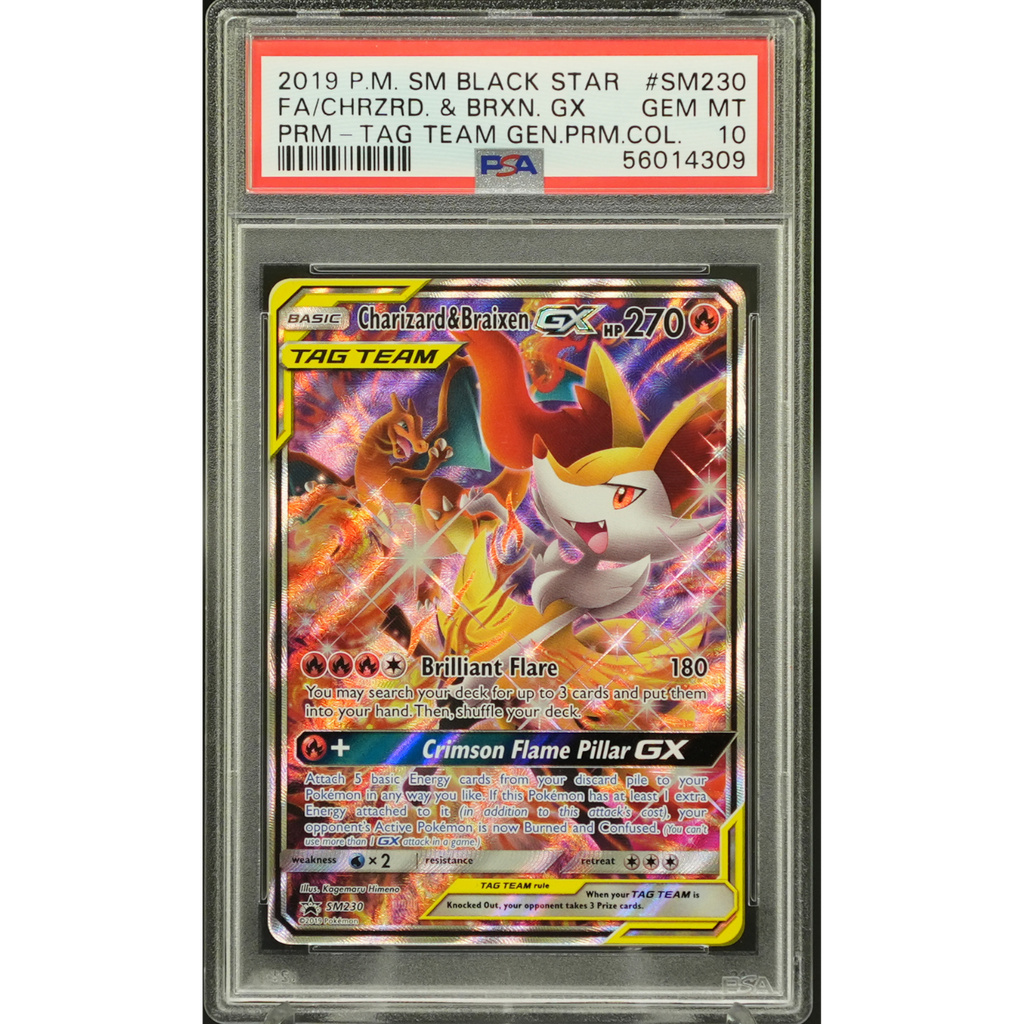 Charizard & Braixen GX SM230 PSA 10 | Tag Team Promo Card | Cash Cards Unlimited Charizard & Braixen GX SM230 PSA 10 | Tag Team Promo Card | Cash Cards Unlimited