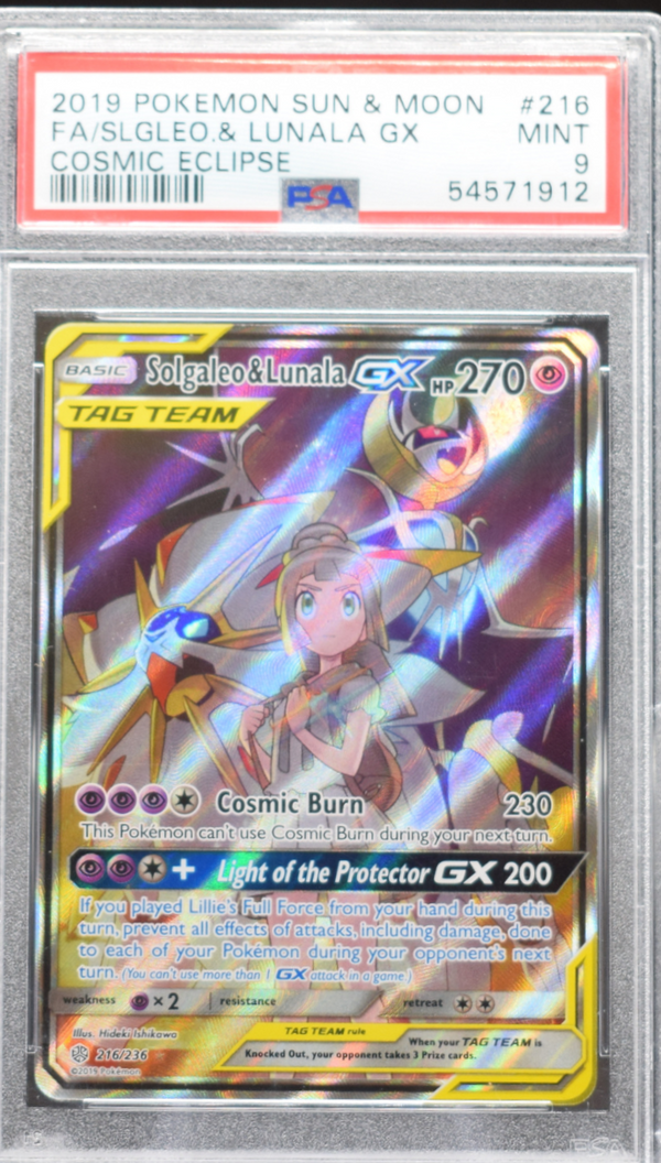 Solgaleo & Lunala GX PSA 9 | Cosmic Eclipse Pokemon Slab | Cash