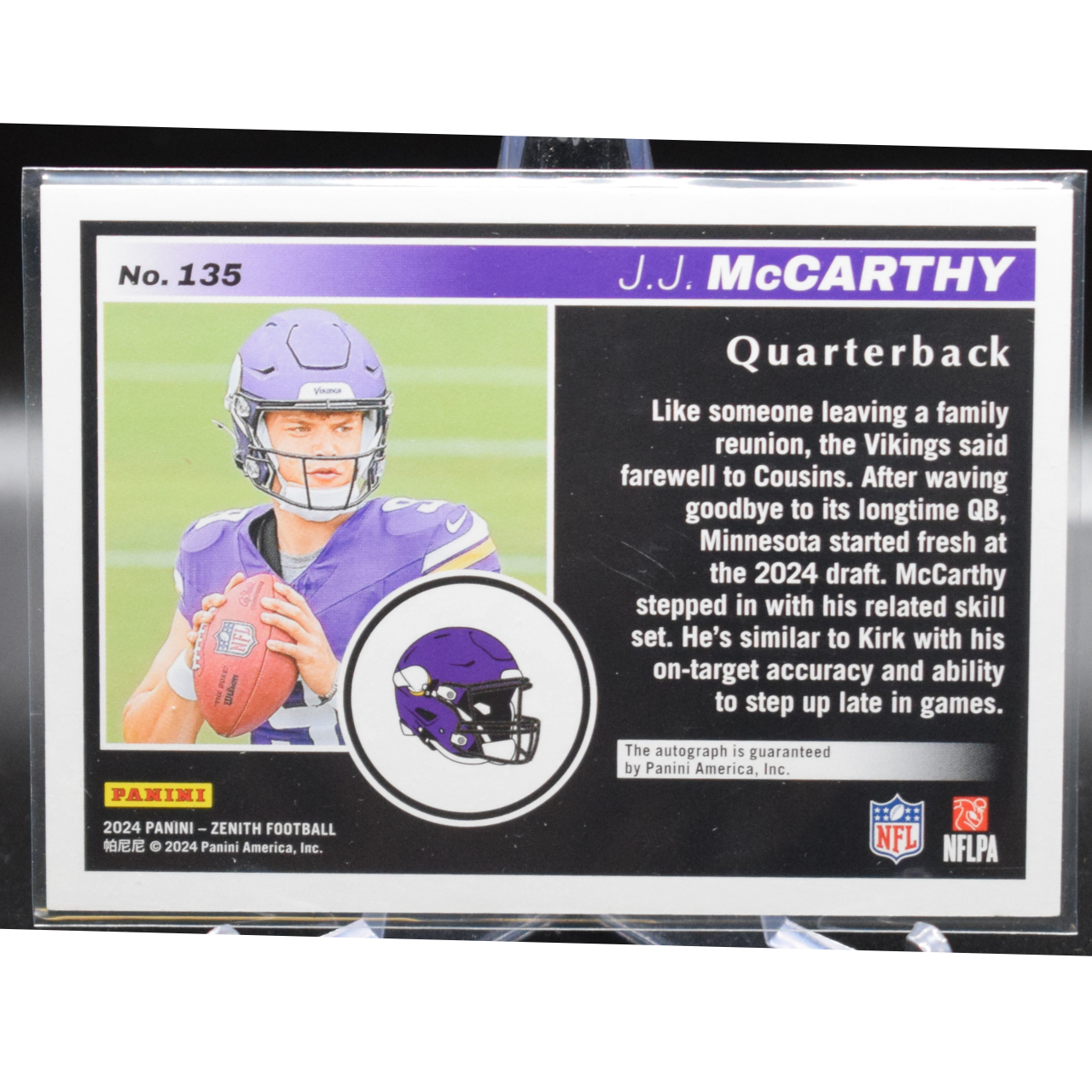 2024 Panini Zenith Football - JJ Mccarthy 135 - Auto /99 – Cash