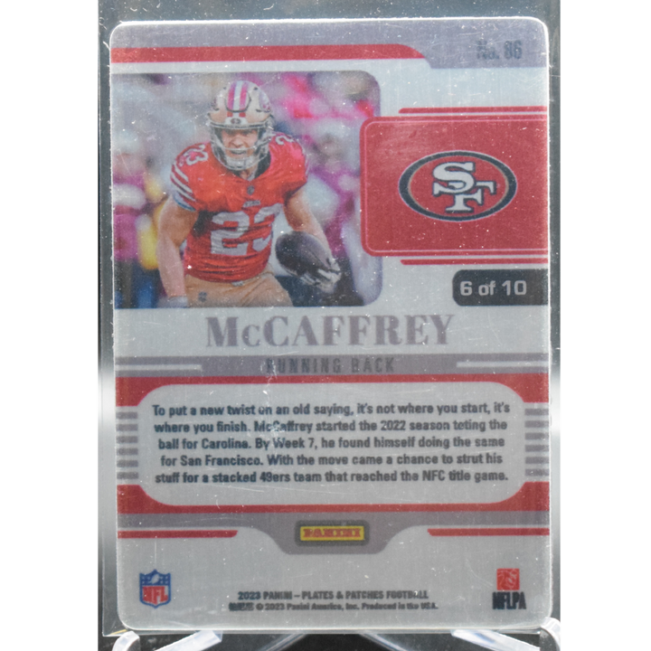 2023 Panini Plates & Patches Football - Christian Mccaffrey 86 - Gold /10
