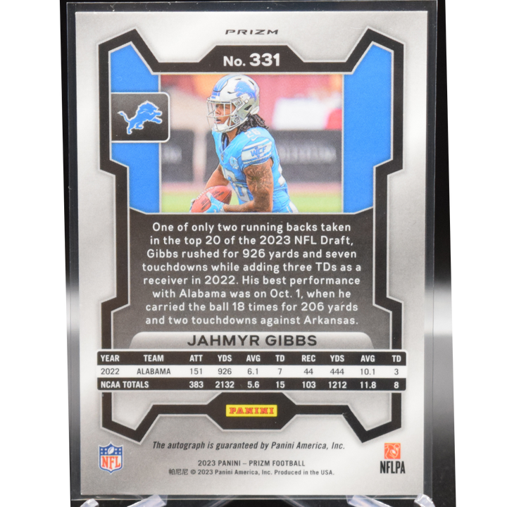 2023 Panini Prizm Football - Jahmyr Gibbs 331 - Silver Rookie Auto