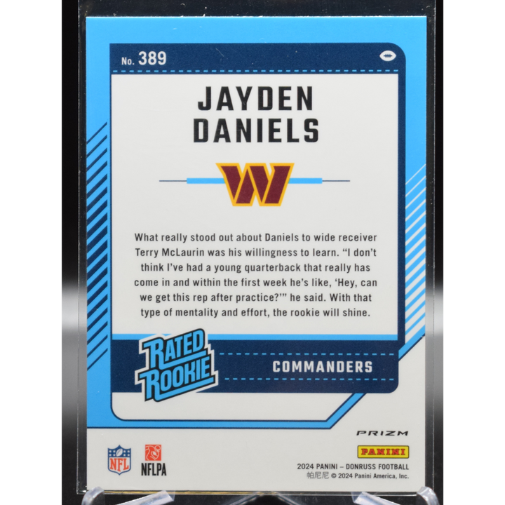 2024 Panini Optic Football - Jayden Daniels 389 - Blue Scope
