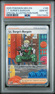 Lt. Surge's Bargain 185/132 Mega Evolution Special Illustration Rare - 2025 Pokemon - PSA 10