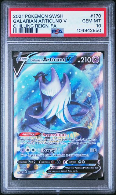 Galarian Articuno V 170/198 Chilling Reign Alternate Full Art - 2021 Pokemon - PSA 10