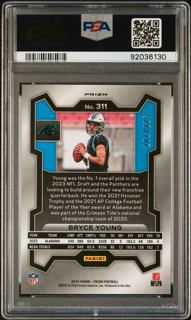 2023 Panini Prizm Football - Bryce Young 311 - Purple Ice /225 - PSA 9