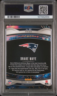 2024 Panini Prizm Football - Drake Maye 22 - Fireworks Green Wave - PSA 10