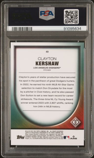 2023 Topps Transcendent Baseball  - Clayton Kershaw 49 - Icons Chrome /25 - PSA 10